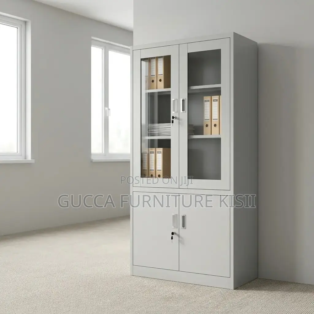 Gray Half Glass Filling Cabinet