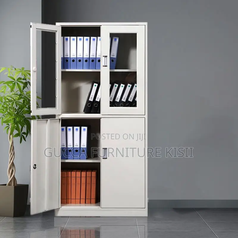 Gray Half Glass Filling Cabinet