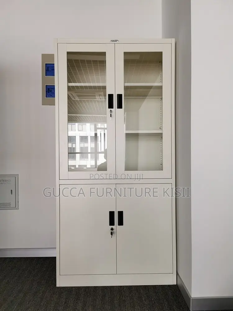 Gray Half Glass Filling Cabinet