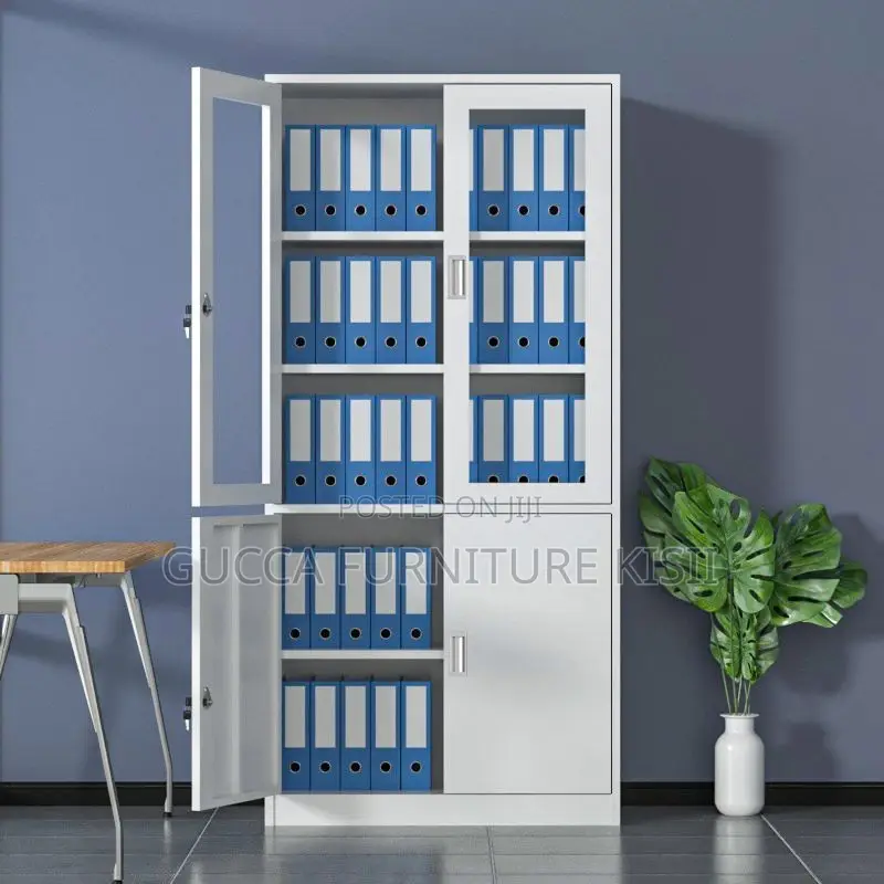 Gray Half Glass Filling Cabinet