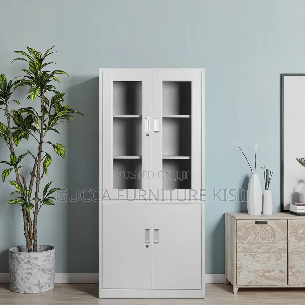 Gray Half Glass Filling Cabinet