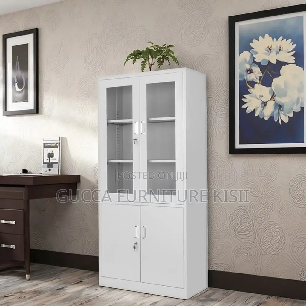 Gray Half Glass Filling Cabinet