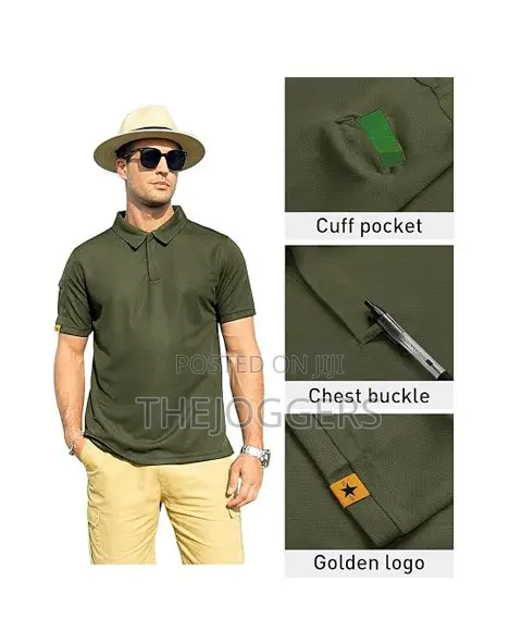 Men's Tactical,Breathable,Sweat-Wicking Golf Polo T-Shirt With Pocket