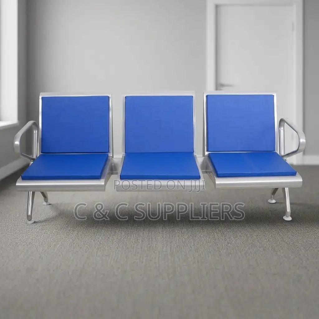 3-Seater Blue Heavy Duty Waiting Bench.