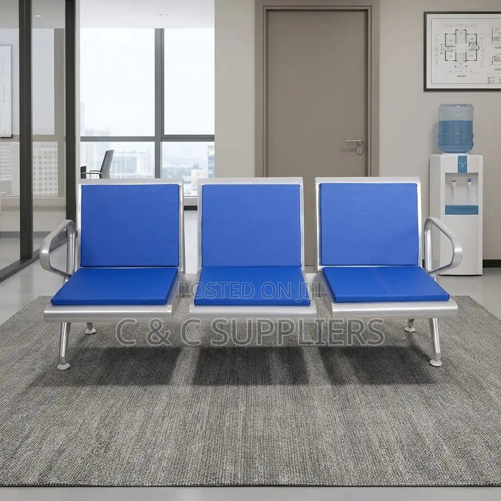 3-Seater Blue Heavy Duty Waiting Bench.