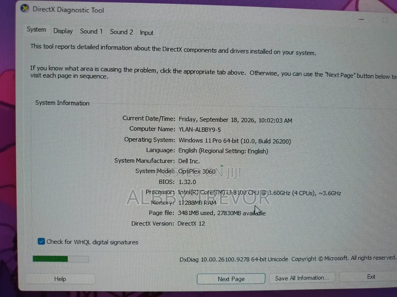 Desktop Computer Dell OptiPlex 3060 12GB Intel Core i3 SSD 128GB