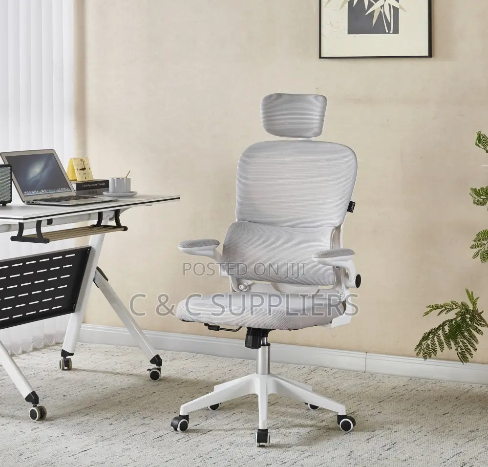 Adjustable White Staff Desk Chair