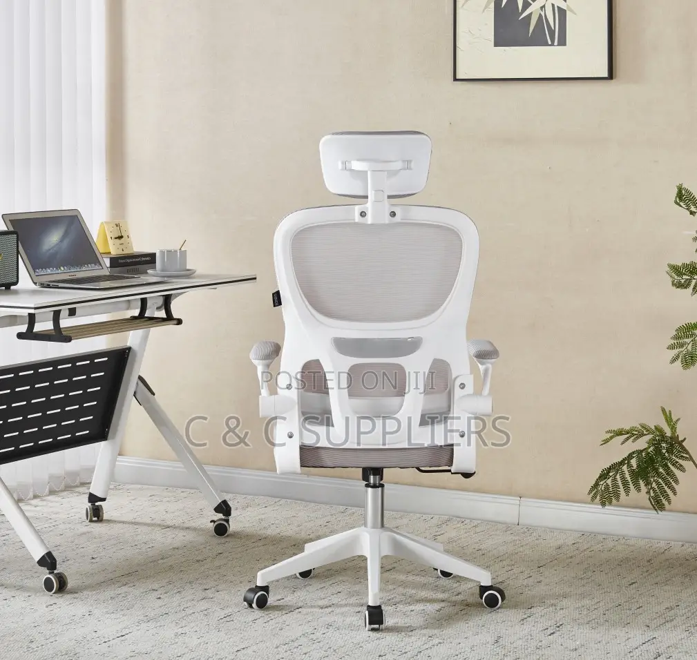 Adjustable White Staff Desk Chair
