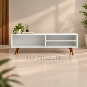 Nordic White Open-Shelf TV Stand