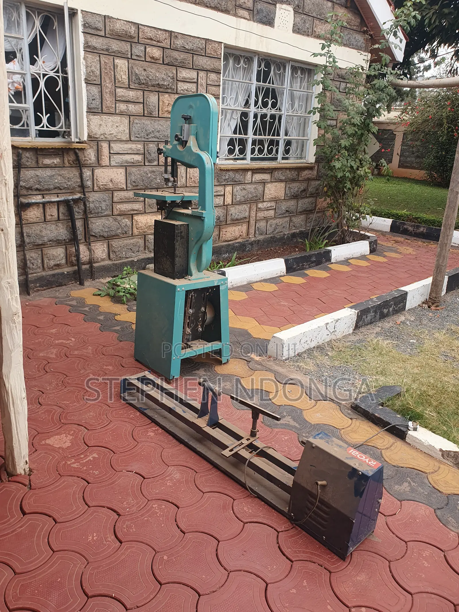 Band Saw, Wood Lathe and Mitre Saw. Sold as Set