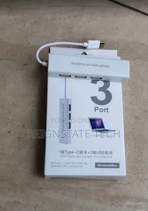 3 USB Ports Macbook Adapter With Type C to LAN