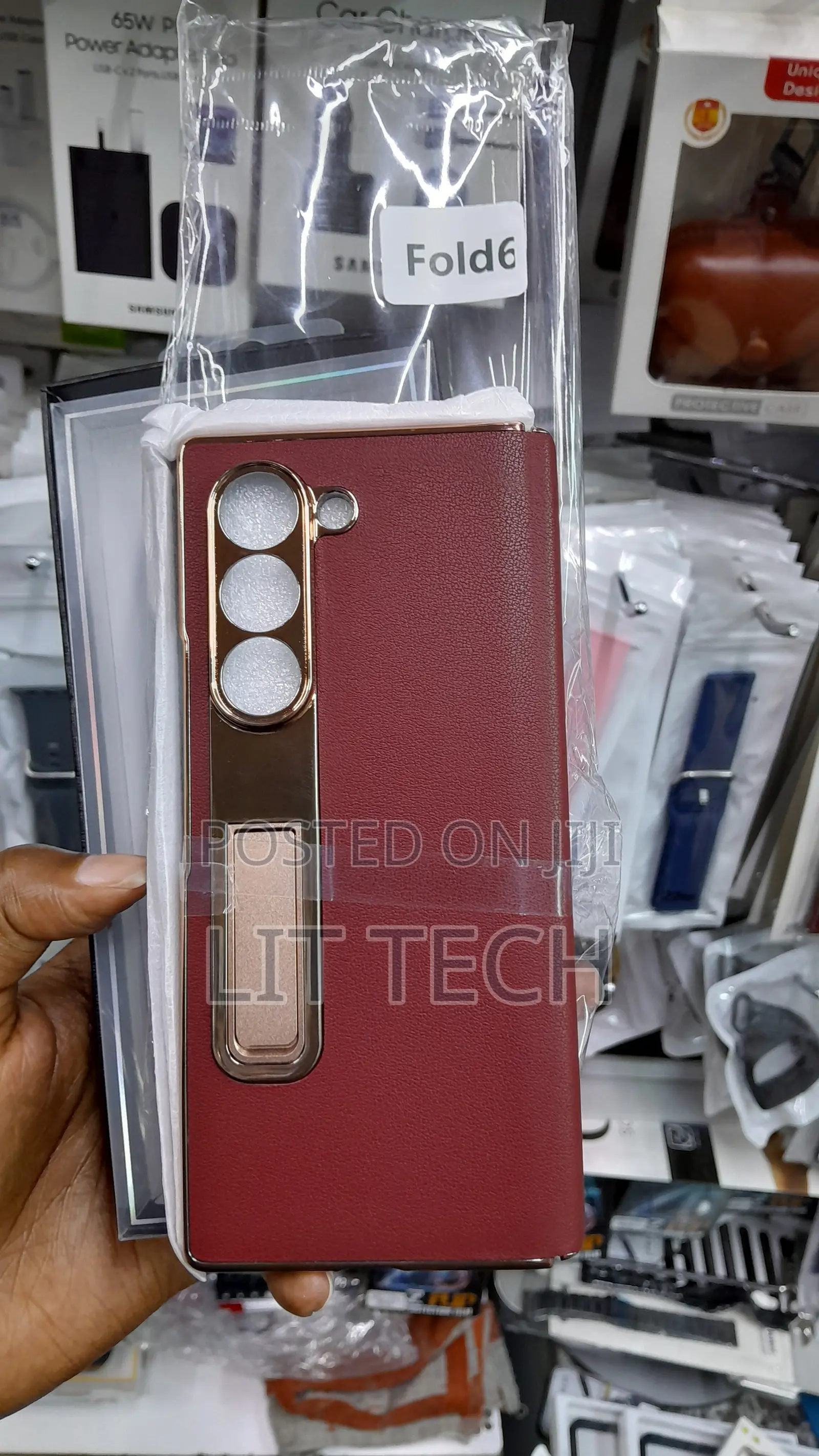 Samsung Galaxy Z Fold 6 Leather Case,Built-in Kickstand