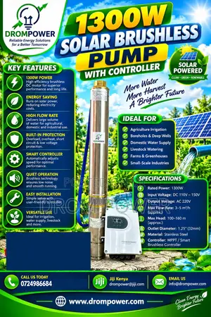 1300w Solar Brushless Water Pump With Controller