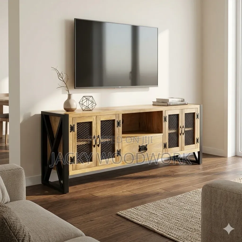 Rustic Loft-Style TV Media Unit / Living Room Credenza