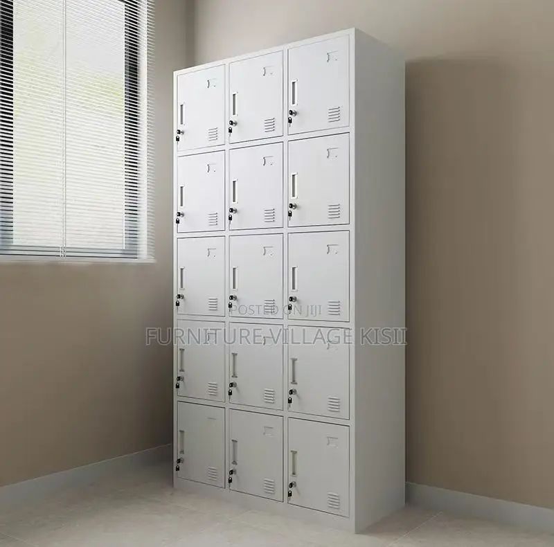 Office Cabinet; 15-Compartment Metallic Storage Locker