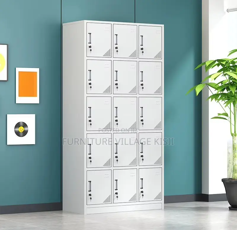 Office Cabinet; 15-Compartment Metallic Storage Locker
