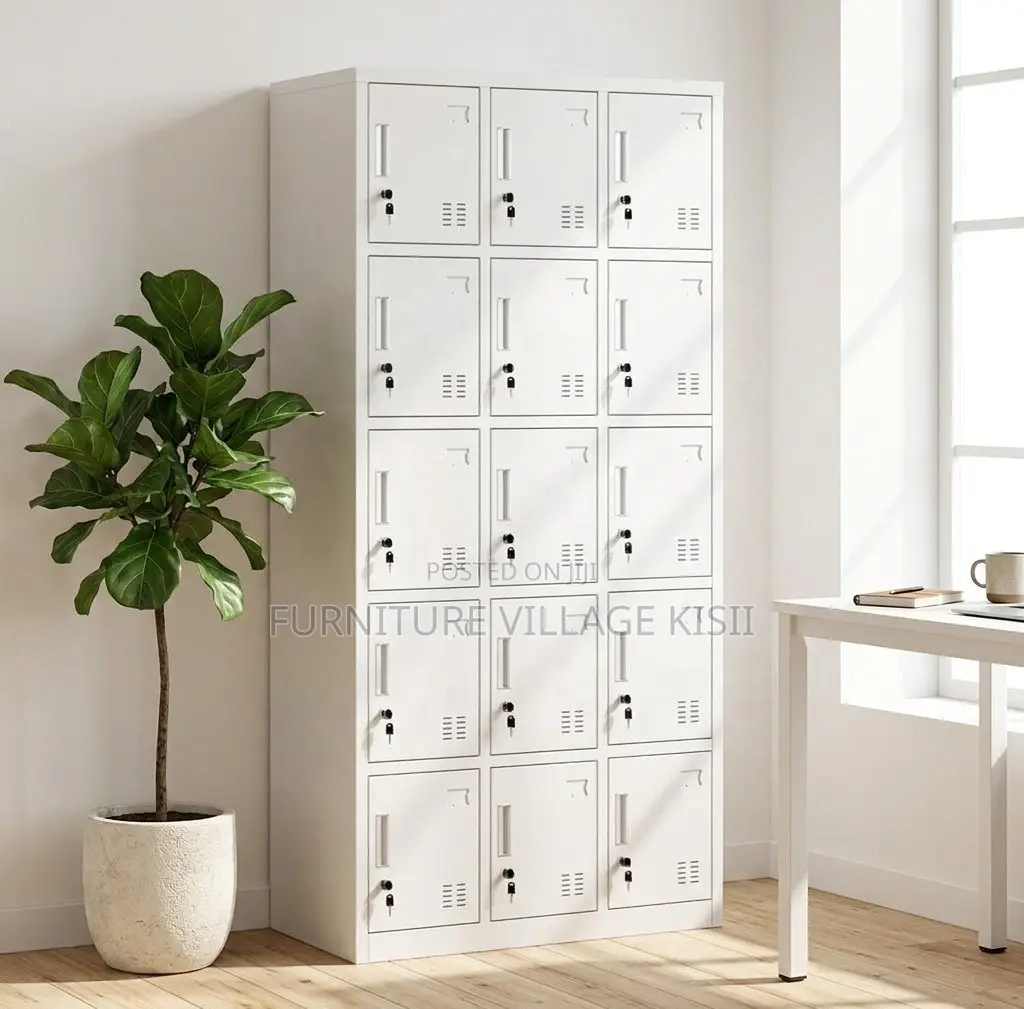 Office Cabinet; 15-Compartment Metallic Storage Locker