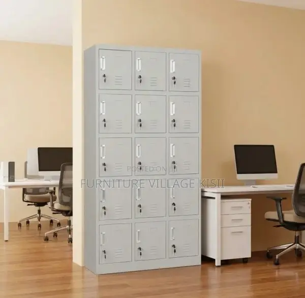 Office Cabinet; 15-Compartment Metallic Storage Locker