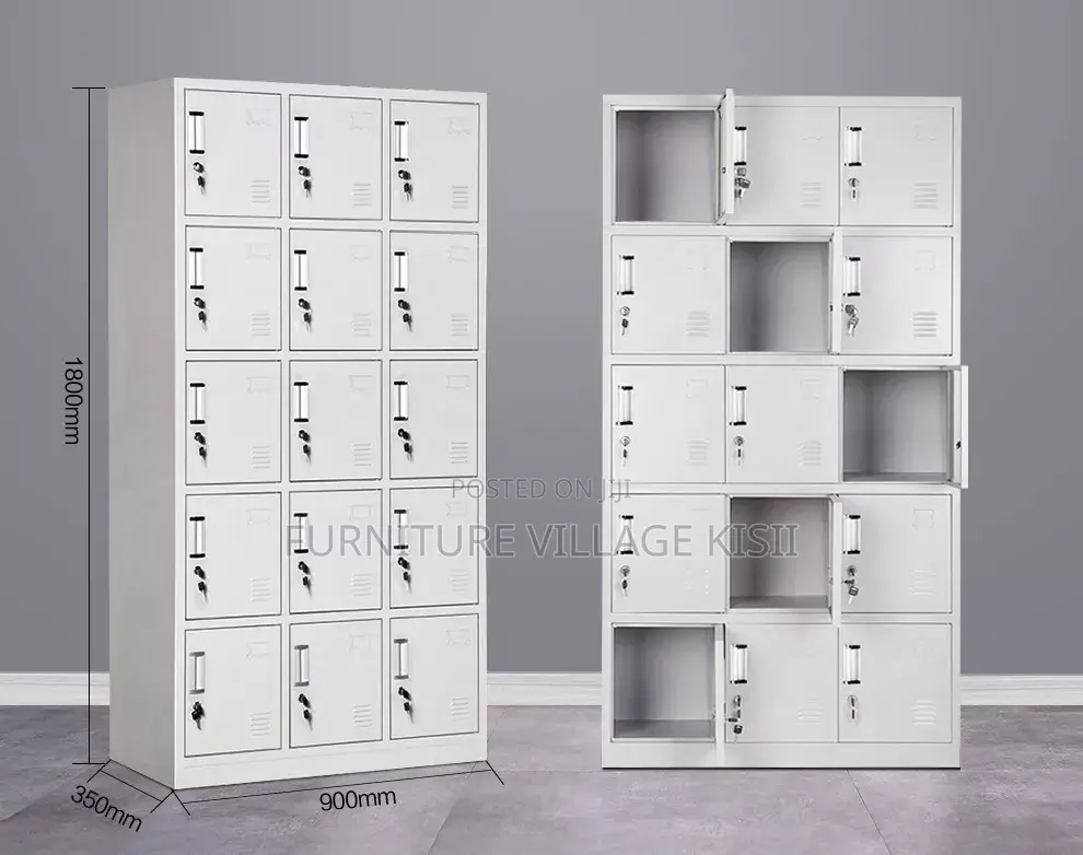 Office Cabinet; 15-Compartment Metallic Storage Locker