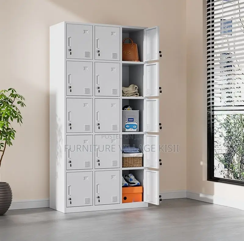 Office Cabinet; 15-Compartment Metallic Storage Locker