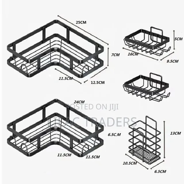 Wall-Mounted Bathroom Shower Storage Rack – 5PCS Esj