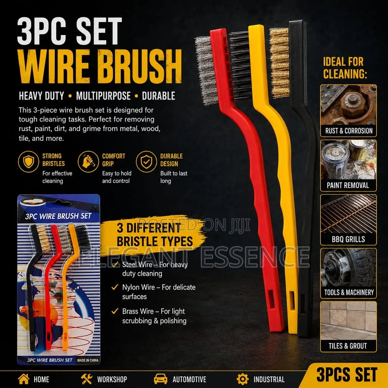 3-Piece Mini Wire Brush Cleaning Tool Kit
