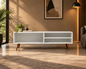 Nordic White Open-Shelf TV Stand