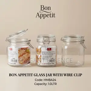 Bon Appetit Glass Jar With Wire Clip (1.0ltr)-Round