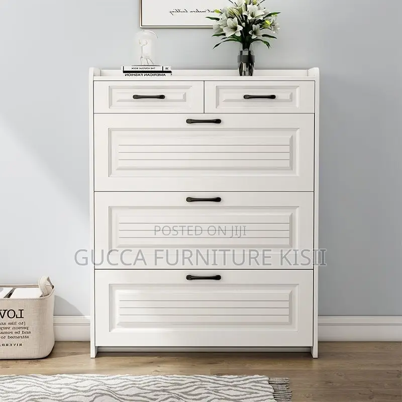 White Wooden Flip Shoe Rack