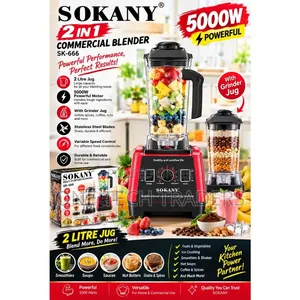 Blender 2litres, Sokany 2 in 1 5000watts Commercial Blender