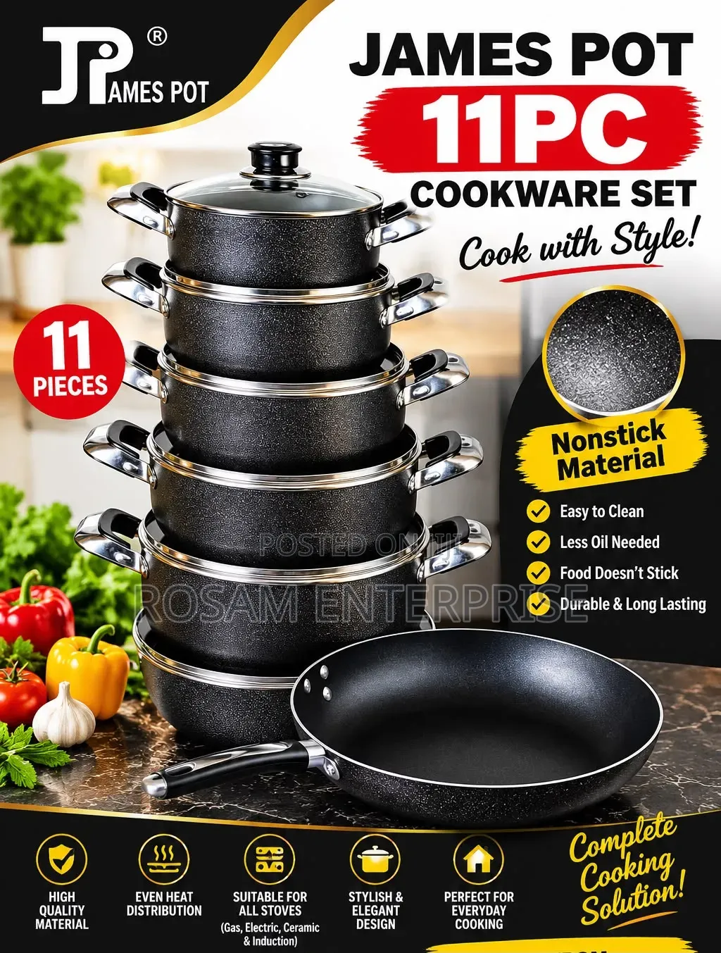 James Pot 11pc Cookware Set