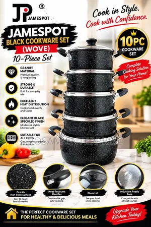 10Pcs James Pot Black Cookware Set(Wove)