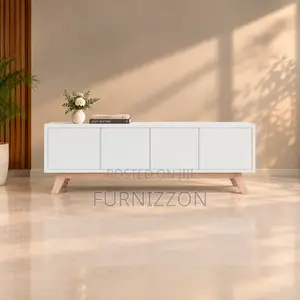 All-White 4-Door TV Stand