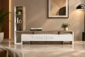 White Rustic Wood Tower TV Stand
