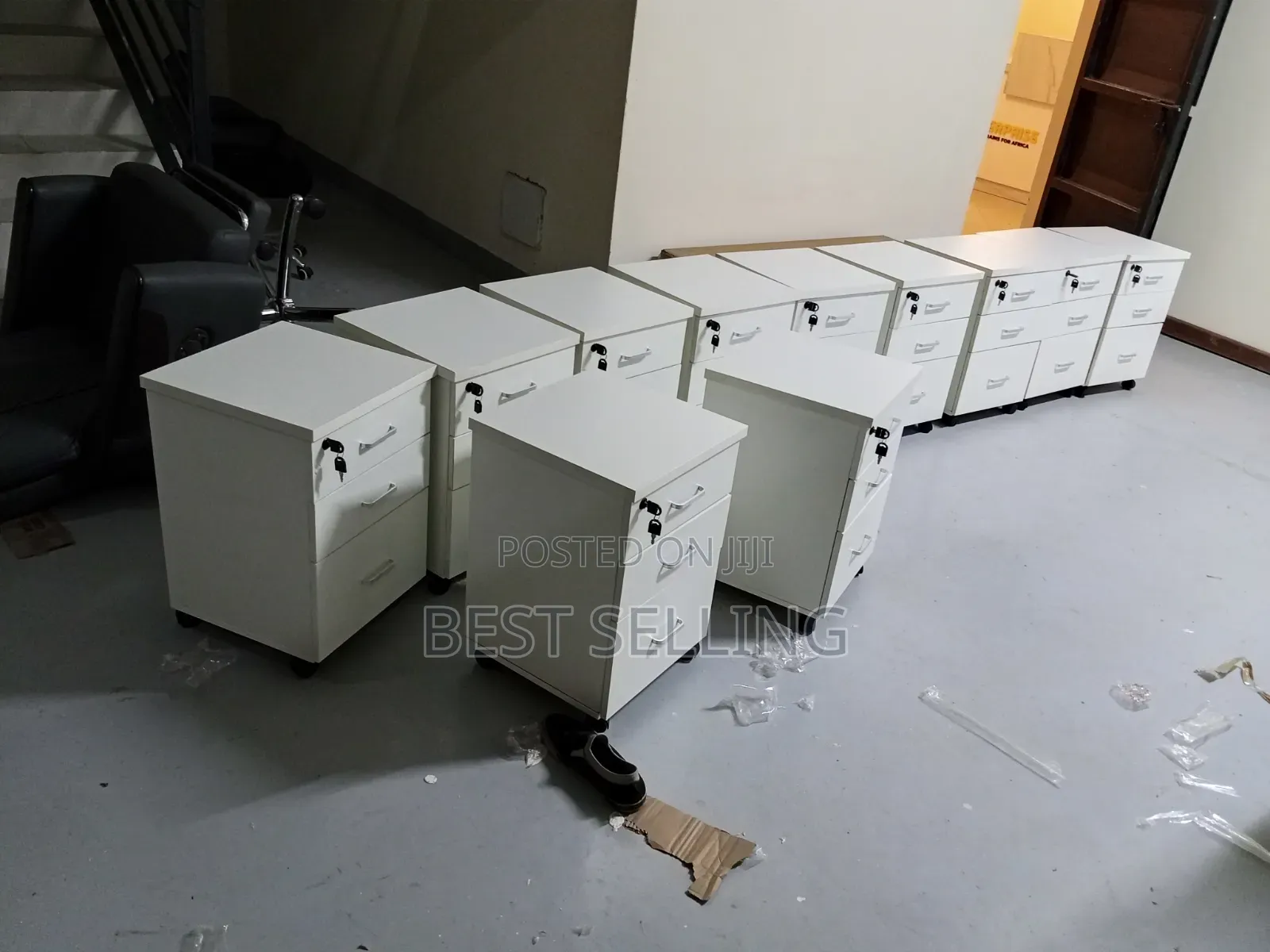 White 3 Drawers Pedestal Drawers