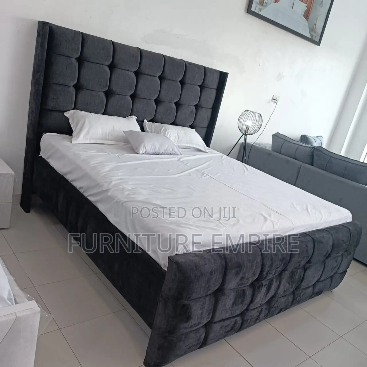 6 by 6 Chester Bed Dark Grey Tufted Elegance