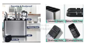*4- Compartment Stainless Steel Cutlery Organizer Esj