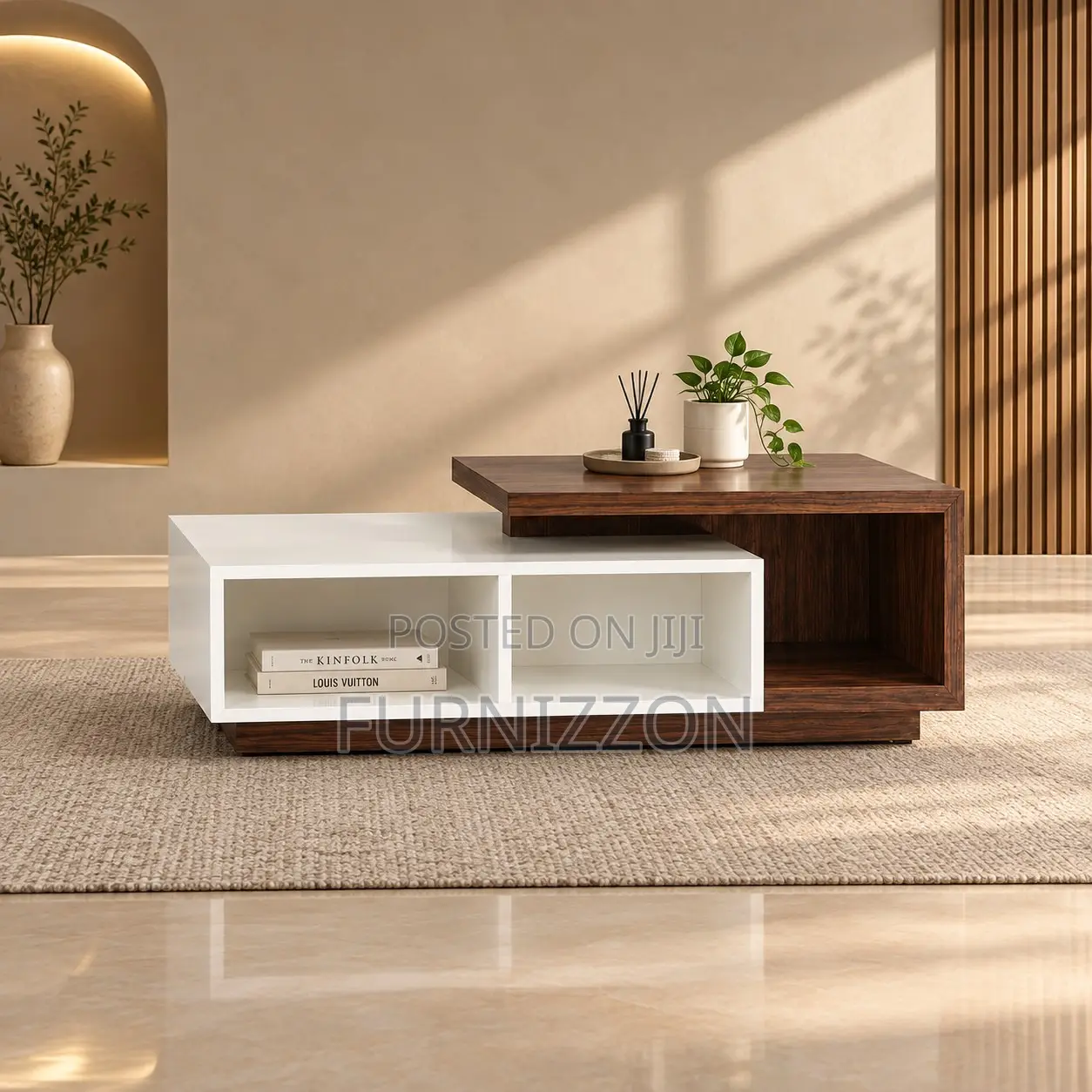 White Walnut Two-Tier Coffee Table