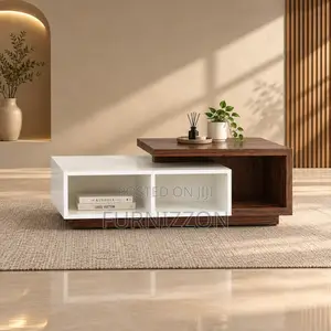 White Walnut Two-Tier Coffee Table