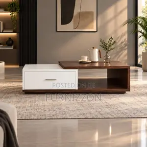 White Walnut Coffee Table With Drawer