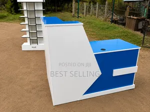 Stylish Blue White Bench Office Desk Reception Desk