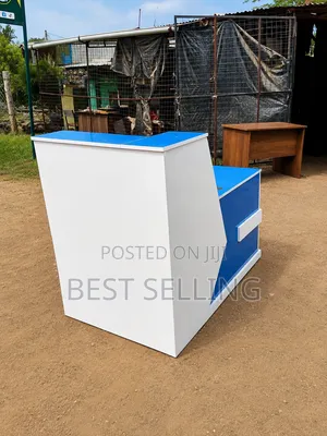 Stylish Blue White Bench Office Desk Reception Desk