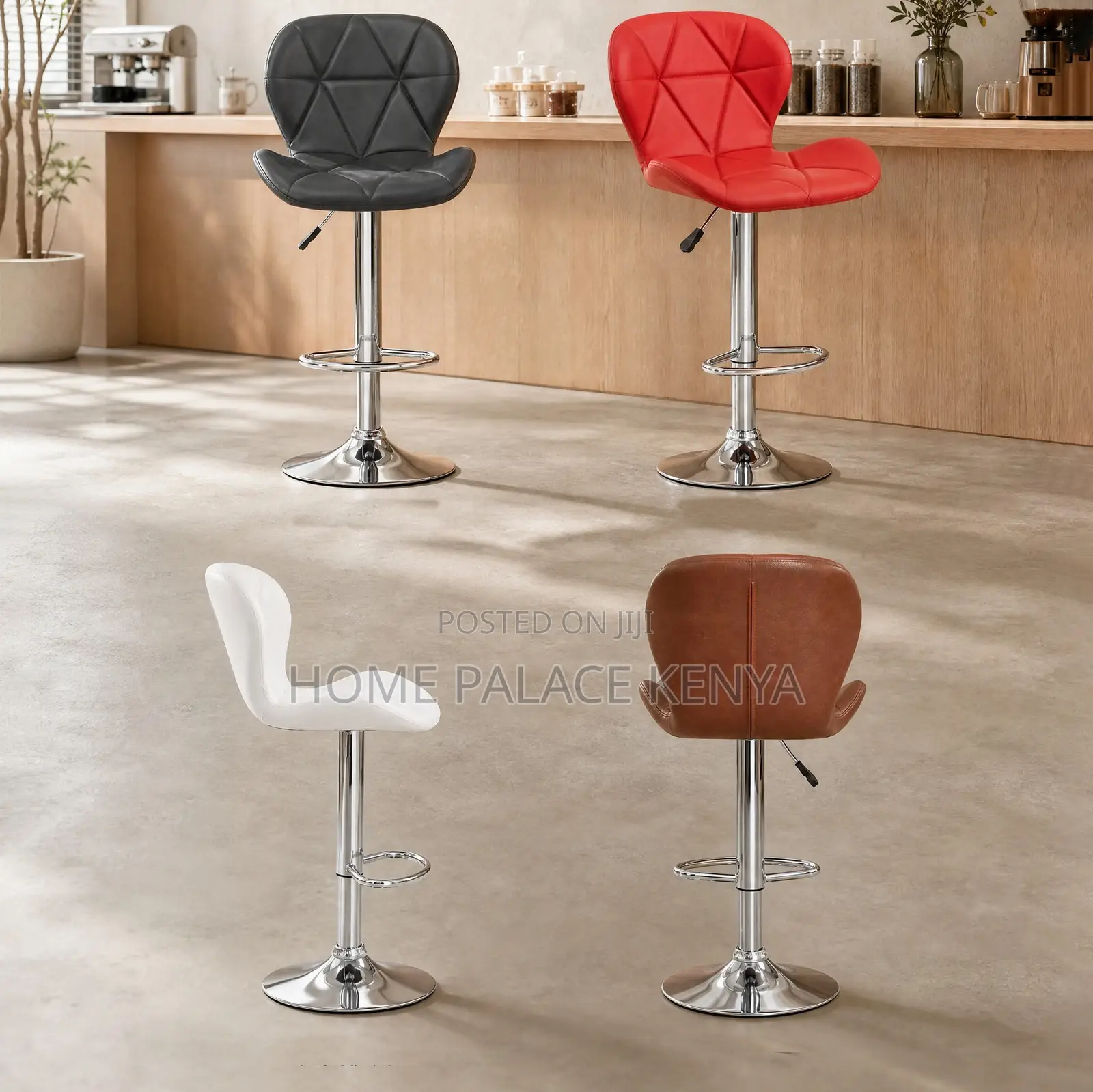Bar Stool; Modern Height Adjustable Leather Bar Stool for Kitchen