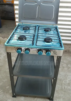 Eurochef Full - Standing Gas Cooker With Shelfing Unit 4 Burner