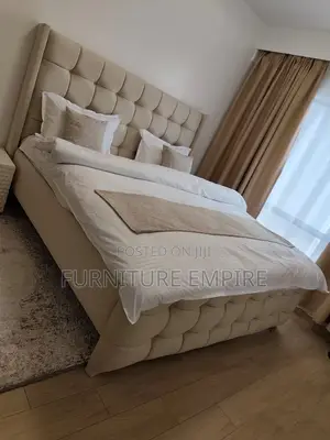 6 by 6 Chester Bed Beige Tufted Luxury