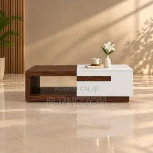 Walnut White Offset Coffee Table