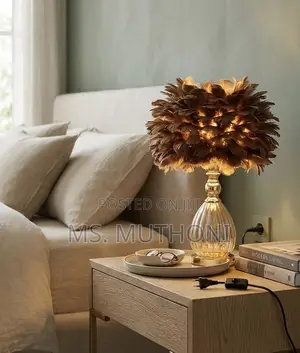 Modern Feather Bedside Nightstand Lamp
