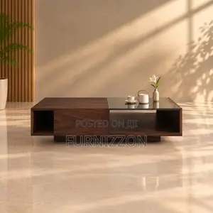 Walnut Coffee Table With Glass Insert