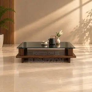 Walnut Coffee Table With Full Glass Top