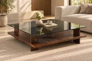 Walnut Coffee Table With Full Glass Top